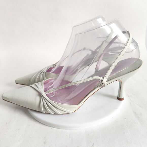 Gianni Bini Heels Size 9 Y2K 90s Mint Green Leather Pointy Square Toe Slingback - Picture 4 of 13